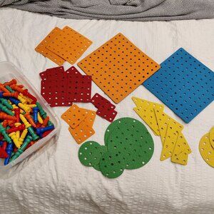 Peg board toy set with 2 foam boards